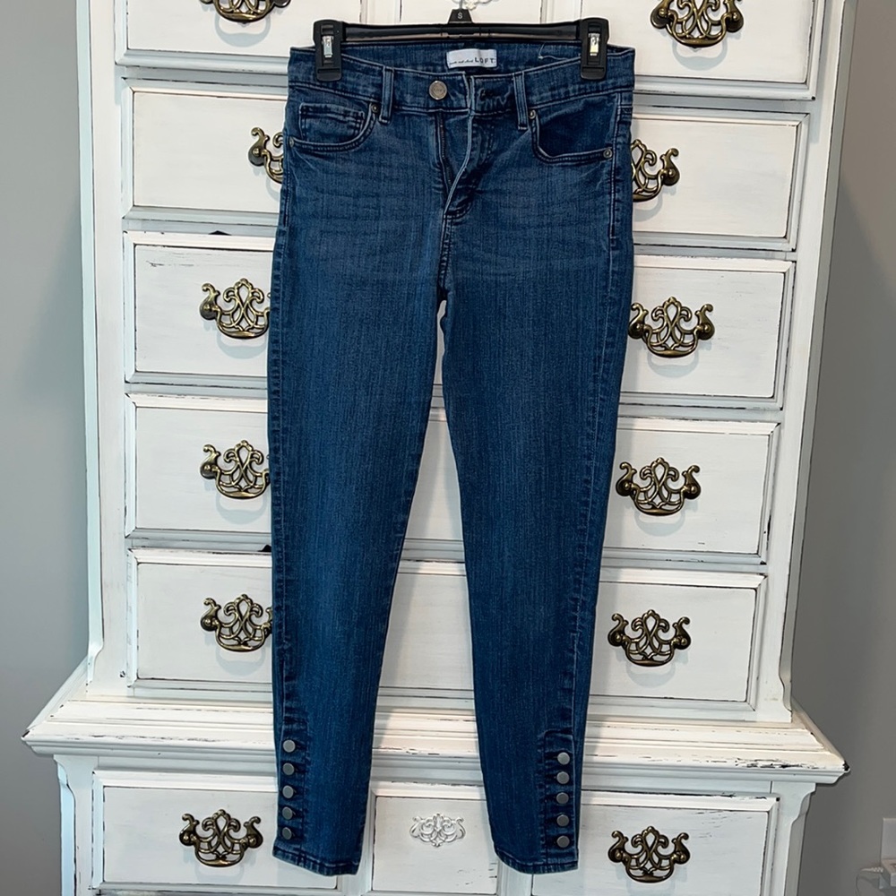 Loft Modern Skinny Jeans with Button Ankle